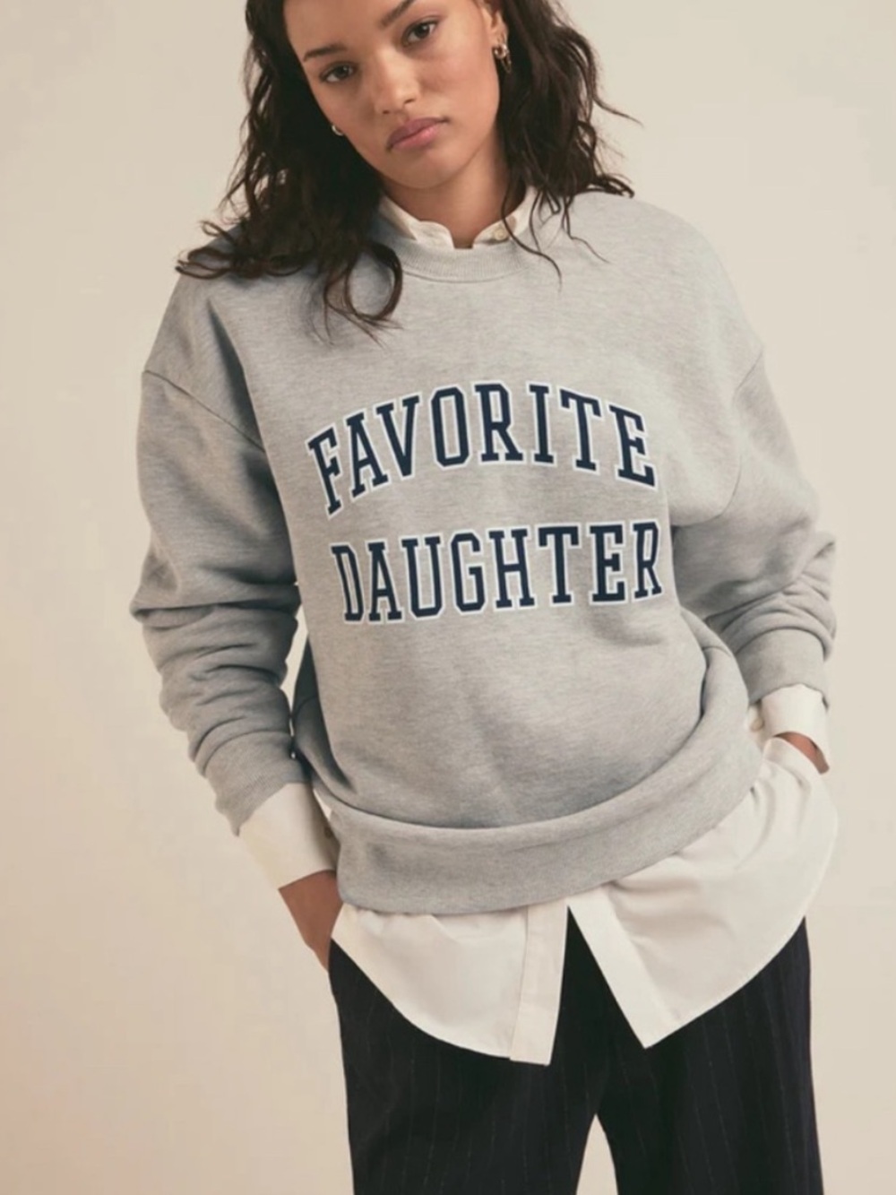 Favorite Daughter Collegiate Cotton Blend Sweatshirt in Gray Sz S
